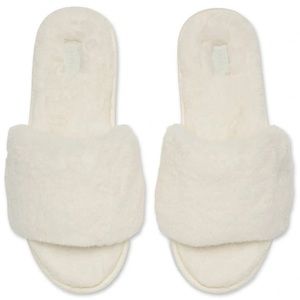 SKIMS Fuzzy Slide - Bone/White